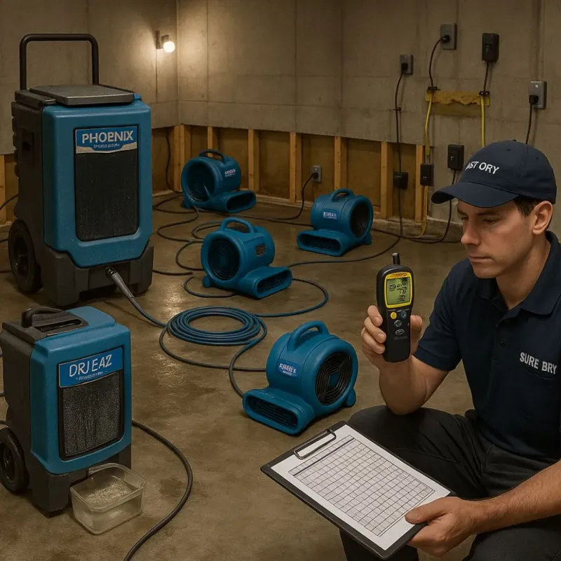 Structural Drying and Dehumidification process in Temple, GA